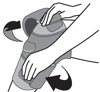 Wrapping straps around leg and attaching to comfort.