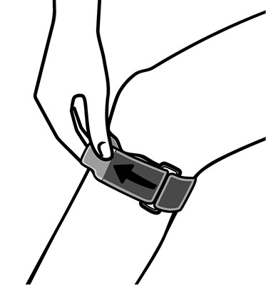 Adjusting strap until comfortable.