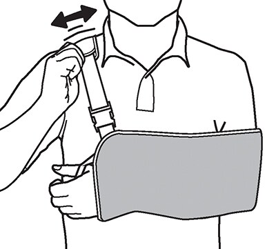 Positioning Comfort Pad on shoulder to provide elbow support.