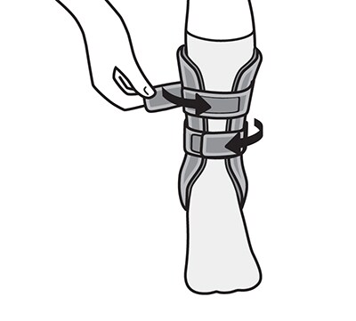 Wrapping bottom strap and applying top strap. Adjusting for comfort.