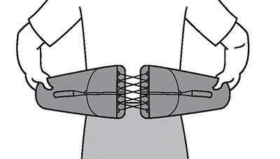 Centering lace of lower back support on spine.