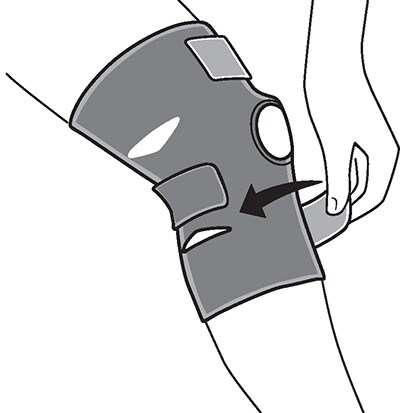 Wrapping the two other straps around the knee support, fitting until comfortable.
